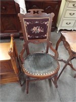 Antique Hammernail Wooden Accent Chair