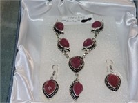 Beautiful Sterling Ruby Color Necklae &