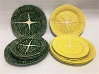 SET OF YELLOW /GREEN CABBAGE PORTUQUESE MAJOLICA