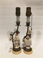 PAIR OF LAMPS WITH PORCELAIN FIGURES