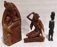 THREE WOODEN CARVED FIGURES