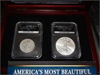 1916 Half dollar and a 2016 Silver Eagle Dollar