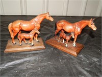 Pair of Hubley Mares w/ Foals Cast Iron..