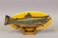 Mike Borrett Carved Brown Trout on Plaque,