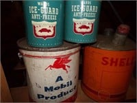 SHELL, MOBIL & WARDS VINTAGE FLUID CANS