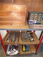 WHEELED WORK TABLE W/TORCH, FILES & MORE