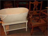 ANTIQUE CHAMBER CHAIR & BABY BASSINET