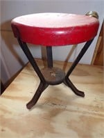 SMALL ANTIQUE METAL STOOL W/ CAST BASE