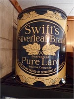 SWIFTS "SILVERLEAF" BRAND LARD TIN~14" TALL