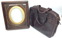 PICTURE FRAME WITH LEATHER SAMSONITE BAG