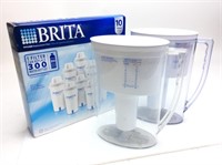 10 BRITA WATER FILTERS WITH 2 PITCHERS