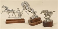 Lot of 3 Hood Ornaments w/Horses-Mustang/Jockey +
