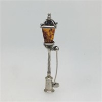 SILVER AMBER LAMP POST PIN/ BROACH
