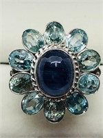 $320 S/Sil Sapphire Blue Zircon Ring