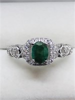 $160 S/Sil Emerald CZ Ring
