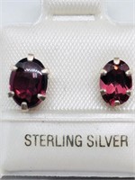 $100 S/Sil Garnet Earrings