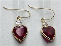 $1412 14K Ruby  Diamond Earrings