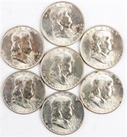 Coin 7 Franklin Half Dollars B.U.  1948 P & D