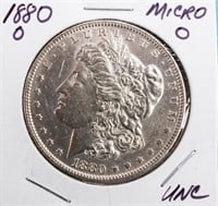 Coin 1880-O Micro O Morgan Silver Dollar Unc.
