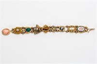Victorian 14k Gold & Sterling Slide Bracelet