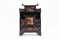 Japanese Lacquered & Painted Table Top Cabinet