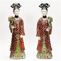 Pair of Chinese Porcelain "Nodding" Court Ladies