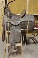 Western brass horn saddle
