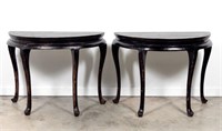 Pair of Chinese Demi Lune Tables, Black