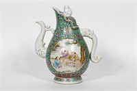Chinese Porcelain Handled Pitcher, Figural Scene