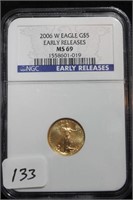 2006-W EAGLE $5 GOLD COIN - NGC MS69 EARLY