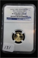 2011-W EAGLE $5 GOLD COIN - NGC PF70 ULTRA CAMEO