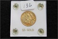 1881 LIBERTY $5 GOLD COIN