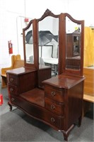 ANTIQUE DRESSING TABLE WITH TRIPLE MIRROR DOUBLE