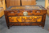 CARVED, ASIAN STYLE TRUNK 34" X 16" X18"