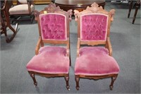 WALNUT, VICTORIAN SIDE CHAIRS WITH TUFTED BACKS -