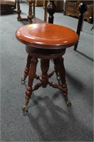 ORGAN STOOL WITH GLASS BALL AND BRASS CLAW FEET