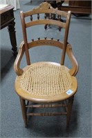 ANTIQUE SIDE CHAIR WITH CANE SEAT