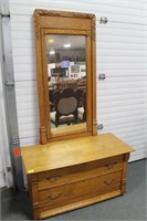 OAK, 2 DRAWER DRESSER WITH MIRROR 42" X 20" X 75"