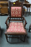 WALNUT, VICTORIAN, EAST LAKE STYLE ARM CHAIR
