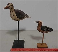 Two wooden shorebirds