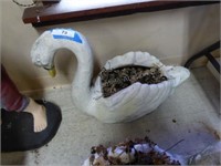 Cement swan planter
