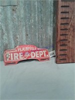 Plainfield Fire Dept. tin license plate signs