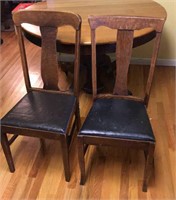 Pair Antique Oak T Back Chairs