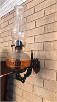 Pair Oil Lamps w/Brackets
