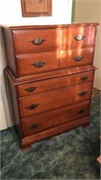 Vintage Solid Maple Highboy Chest