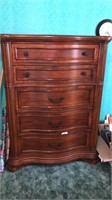 Large Walnut Finish Highboy Chest