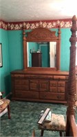 Oak Large Dresser & Mirror