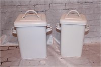 2 Metal White Canisters