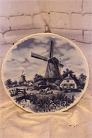 delft blaun hand decorated plate (windmills)