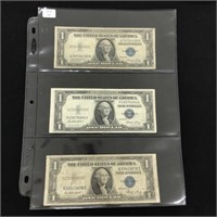 Three 1935 $1 US Silver Certificates